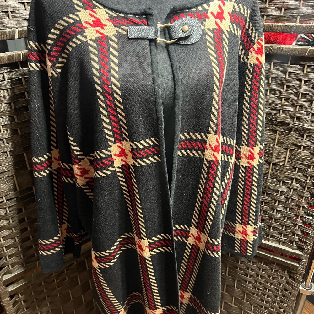 Anne Klein Black and Red Knit Cardigan